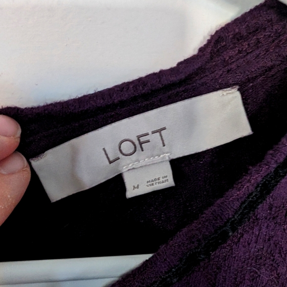LOFT Purple Lace Long Sleeve with Ribbon Detail | Women's Medium - Picture 3 of 7